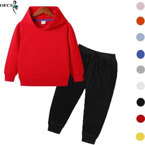 Childrens Suit New Spring Hoodie + Trousers 2Pcs Sports Suit Suitable For 2-12Years Old Tracksuits Cotton Boys & Girls Clothing