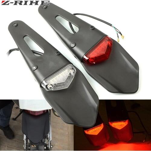 Red Clear Motorcycle Enduro Trial Bike Fender 12 LED Brake Stop Rear Tail Light Motorbike Taillights Scooter New