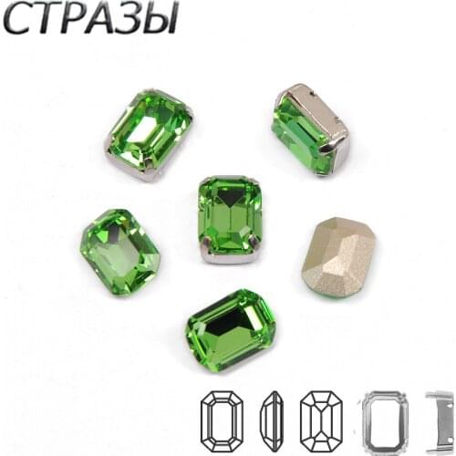 Peridot 13X18mm 10x14mm K9 Glass Crystal Tctagon Strass Sew on Pointback Fancy Stone Jewelry Crystal Rhinestone