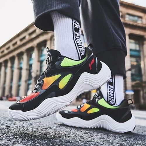 Li-Ning Men New Nork Fashion Week Butterfly Sports Shoes LITE Stylish Leisure Shoes Support Cow Leather LiNing Fitness Sneakers