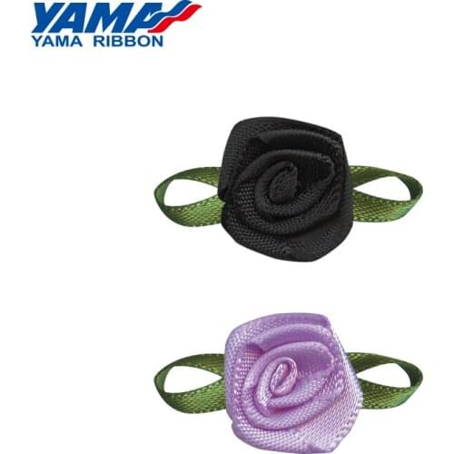 YAMA Foliage Tea Rose Flower Ribbon Diameter 15mm±2mm Leaf 30mm±3mm 200pcs/bag Satin Ribbon for Baby Hair Bow Gift Decoration