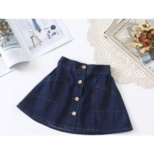 Summer Autumn Baby Girls Denim Skirt Tutu Skirt Fashion A-Line Buttons Skirt for Kids Girls Jeans Skirt Clothes 1 To 5 Years