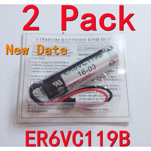 2PCS Original New For TOSHIBA ER6V ER6VC119B Battery 3.6V 2000mAh PLC Lithium Batteries With Black Plugs