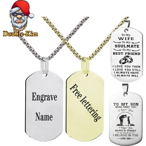 Free Engrave Men Custom Dog Tag Pendant Necklaces Stainless Steel Pendants Military Army ID Tag Necklace Jewelry Classic Gift