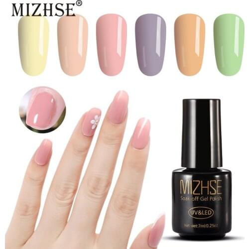 MIZHSE 7ml UV Gel Nail Polish Gel Varnish Color Gellak Set Vernis Gel UV Semi Permanent Gel Polish Base Top Primer Sets