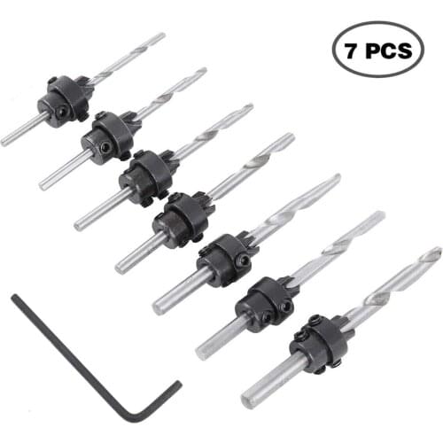 7pcs set HSS Wood Screw Drills Woodworking Counter Sink Drill Bit Cutter Screw Hole Drill