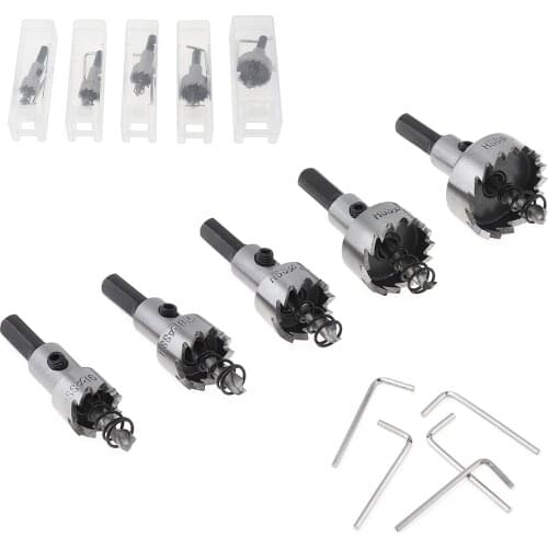 5pcs/lot HSS Drill Bit Hole Saw Set for Stainless Steel Metal Alloy Metal Wood Cutting Drilling Hole Tools 16-30mm