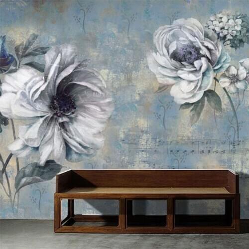 Custom Mural Wallpaper Retro Oil Painting Flowers Fresco Living Room TV Sofa Bedroom Backdrop Wall Decor PVC Waterproof Stickers