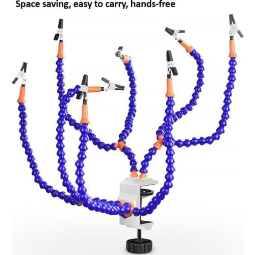 Bench Vise Table Clamp Soldering Station with 8pc Flexible Arms Soldeirng Iron Holder PCB Welding Repair Third Hand Tools