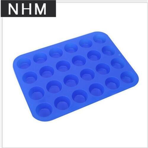 NHM 1 piece Silica gel cake mould 24 with round cup mould porous round pudding jelly mould DIY baking