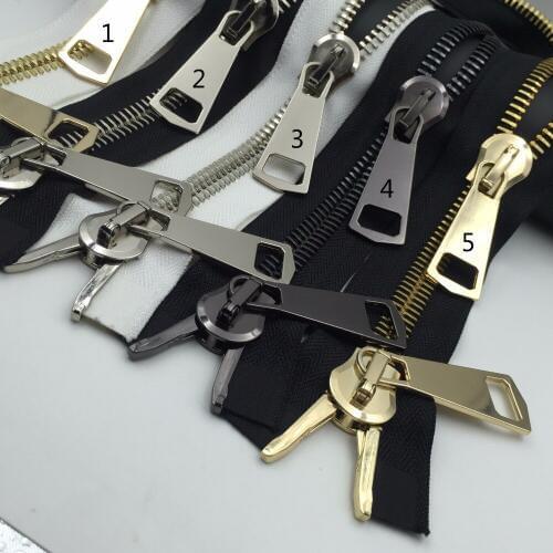 New 15# High Quality Double Sliders Polished Copper Metal Zipper Brass zip 85cm 100cm 2pcs DIY Bags Jacket Clothes Accessories