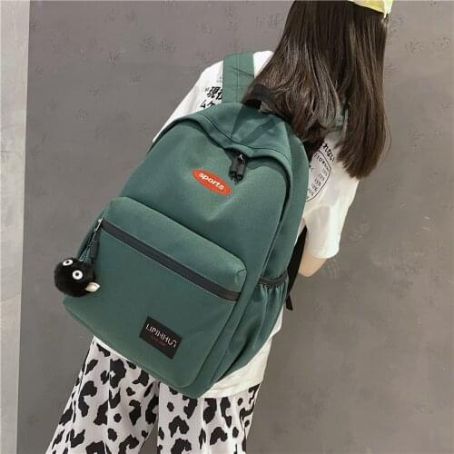 Solid Simple Sport Women Backpack Waterproof Oxford Schoolbag for Girls Student Backpack 2021 Female Fashion Trendy Backpack