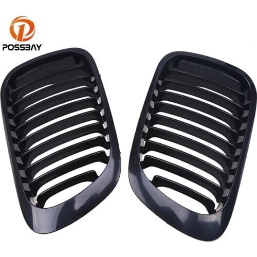 POSSBAY Gloss Black Front Kidney Grill Grille for BMW 3-Series E46 323Ci/325Ci/328Ci/ Cabrio 2000-2003 Pre-facelift Auto Grills