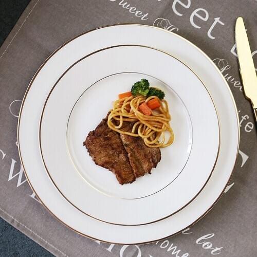 Phnom Penh Round Western Plate Creative Tableware Household Plate Bone China Vegetable Plate Flat Ceramic Steak Plate