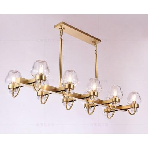 Postmodern light luxury copper chandelier living room dining room bedroom glass chandelier project hotel stairwell chandelier