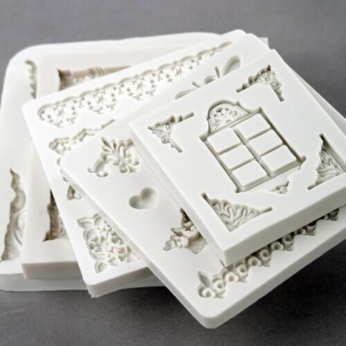 Retro Lace Silicone Mould Fondant Cake Relief Mold Crown Gem Window DIY Chocolate Cake Decorating Tools Kitchen Baking Utensils