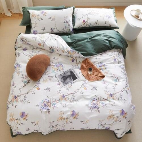 Luxury 100S Egyptian Cotton Flower Digital Printing Bedding Set Duvet Cover Bed Linen Flat Sheet Pillowcases Home Textiles