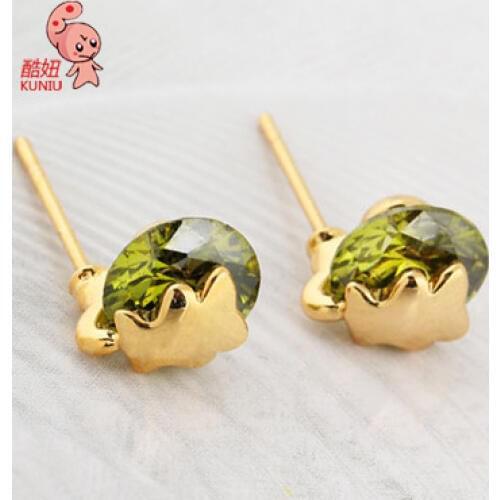 E-shine round shape stud earrings for women zircon metal material trendy classic style anniversary engagement fashion jewelry