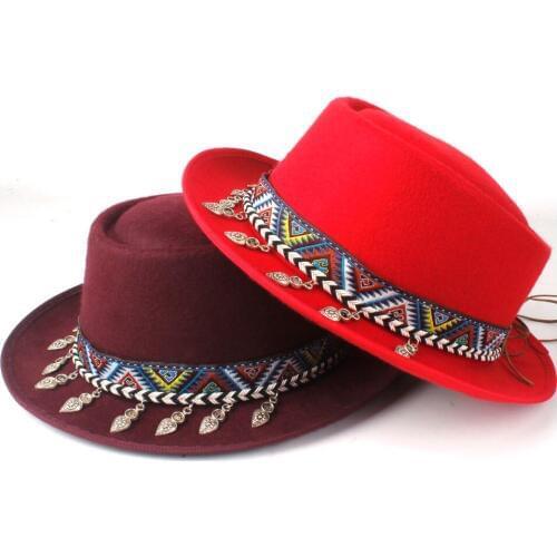 2019 Men Women Pork Pie Hat With Tassel Ribbon Trilby Hat Outdoor Travel Casual Fedora Hat Lady Flat Hat Size 58CM