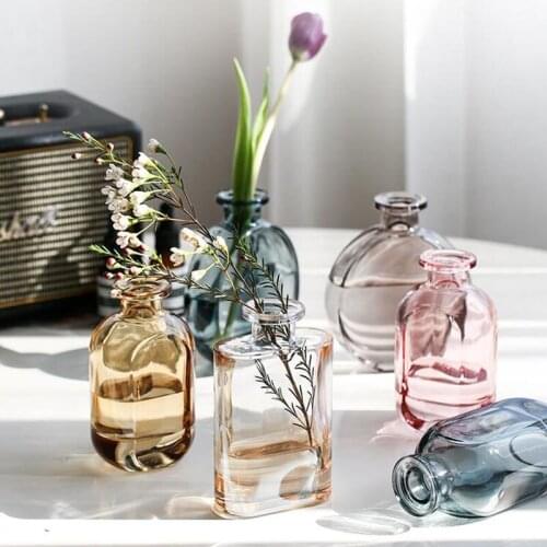 Home Decor Glass Vase Transparent Small Home Vase Room Decor Flower Vases Home Decoration Accessories Wedding Decoration
