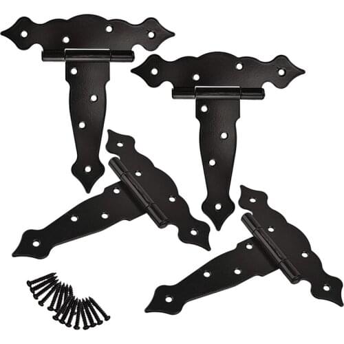 T-Shaped Flower Hinge Slotted Bearing Door 6 Inch Black Lacquered Wooden Door Hinge