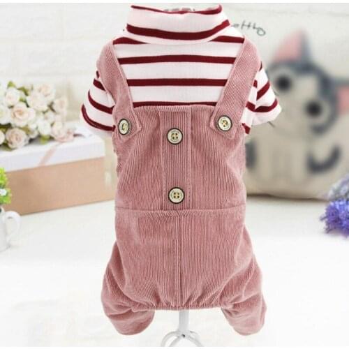 Pet Jumpsuit Puppy Corduroy Striped Dog Jumpsuits Pajamas Dog Classic Rompers Cat Outfits Pet Clothes
