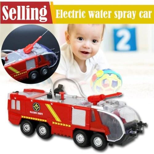 Spray Water Gun Toy Truck Fireman Fire Truck Vehicles Car Music Light Cool Educational Toys For Kids Boys Firetruck