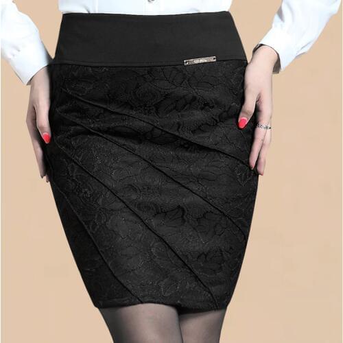 Summer 2018 New Summer Office Lady Fashion Women Lace Patchwork Pencil Skirt , Spring 6XL 5XL Above Knee Skirts For Woman