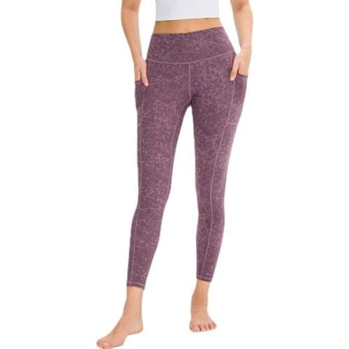 Yoga Pants Women Print Pocket Quick Dry Training Running Leggings Fitness Cycling Tight Sweatpant Sportswear Sports Trousers