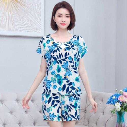 2021 Womens Summer 2 Piece Sets Fashion Casual Printed O-Neck Short Sleeve Women Tops and Elastic Waist Shorts Plus Size L-4XL