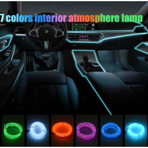 2m EL strip car LED cold light 2M car interior atmosphere light bar clip-on luminous line light with cigarette lighter 9 colors