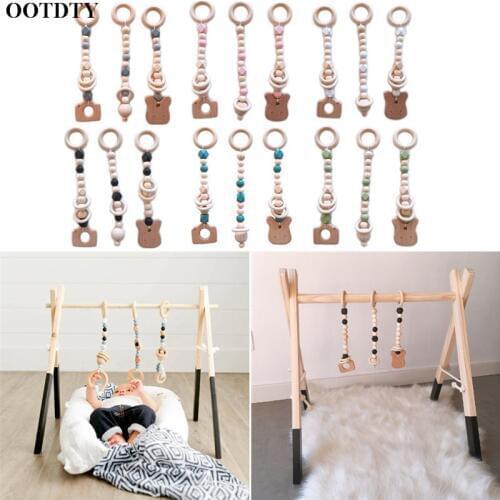 3 Pcs/set Nordic Baby Gym Wood Bead Pendants Toys Baby Play Gym Baby Stroller Baby Fitness Rack Hanging Ornament Baby Toys