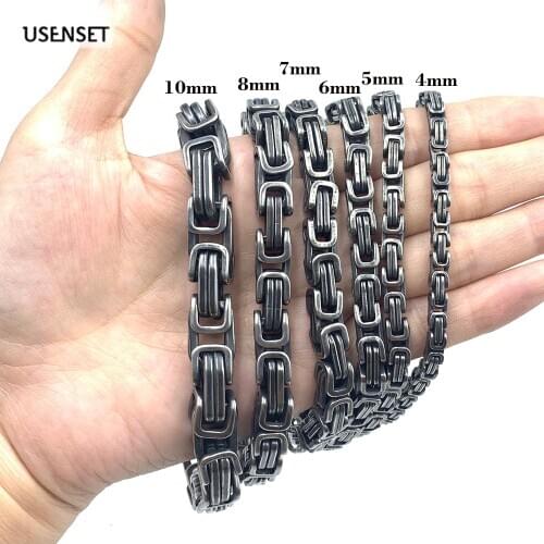 4 5 6 7 8 10MM Byzantine Bracelet Stainless Steel Bangles For Men Women Retro Style Jewelry Gifts