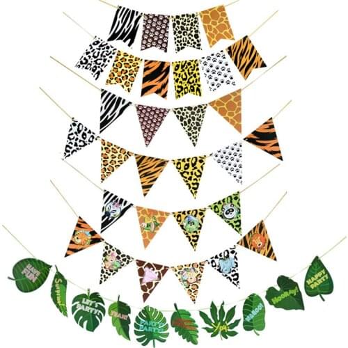 5M Animal Picture Flags Pennant Birthday Bunting Banners Wall Hanging Wedding Hanging Banner Party Garland Garland Decoration