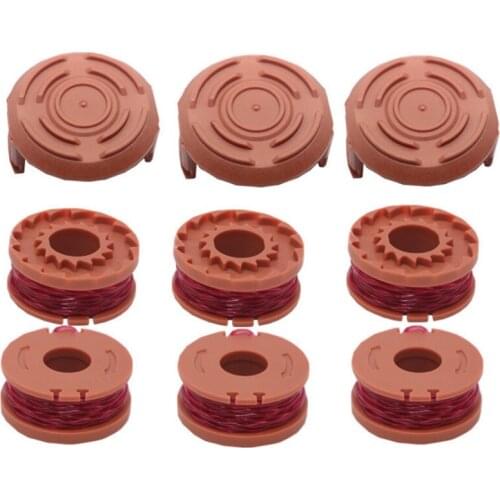 9 Packs Replacement Spool String Grass Trimmer Line for WORX WA0010 6 Spool + 3 Cap