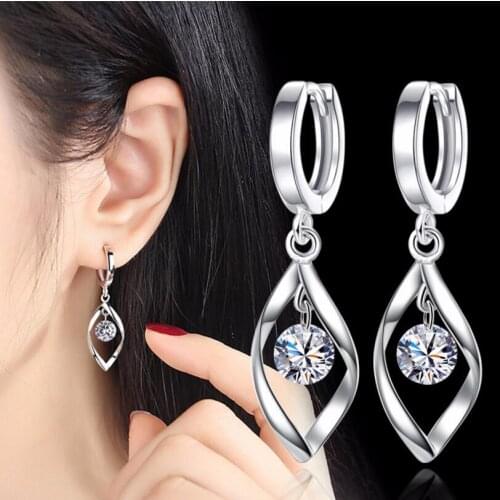 925 sterling silver new Jewelry new woman jewelry fashion earrings high quality crystal retro hollow long fashion