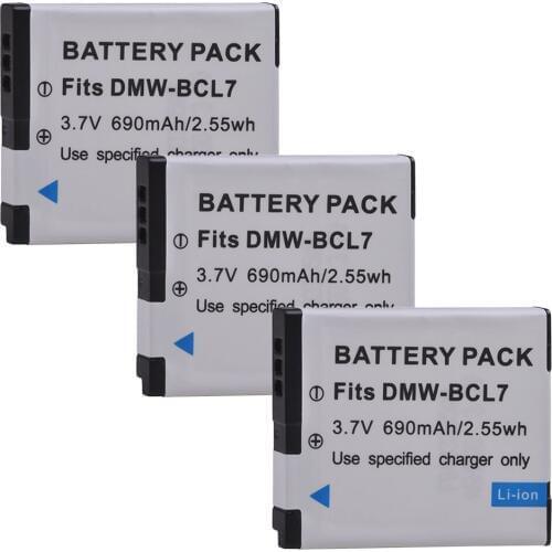 PowerTrust 3Pcs DMW-BCL7 690mAh BCL7 BCL7E Camera Battery for Panasonic Lumix DMC-F5, DMC-FH10, DMC-FS50, DMC-SZ10, DMC-SZ9, SZ8