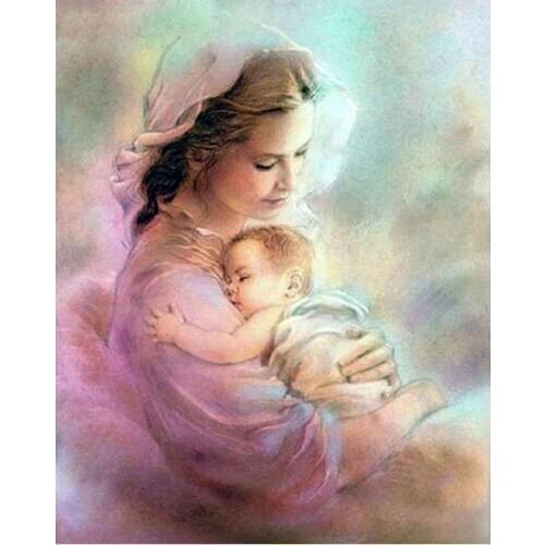 Religion diamond painting virgin mary baby mosaic embroidery cross stitch rhinestone picture puzzle drawing wall decor diy craft