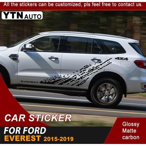 Car Stickers 2 Pieces Side Door 4x4 Graphic Vinyl Cool Car Customized Decals fits For Ford Everest 2015 2016 2017 2018 2019
