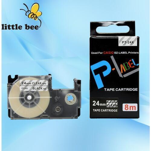 Free shipping 1Pcs compatible Black on Clear XR-24X1, 24mm label tapes for EZ label printers