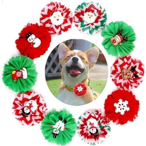 Free Shipping 60pcs Dog Collar Bows for Christmas Dog flower Cat dog grooming bows accessories Groomings