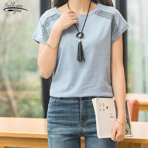 Blusas Plus Size 5XL Womens Tops and Blouses 2021 Summer Cotton Nice Female Shirt Short Sleeve Shirts Cool Women Clothing 970C