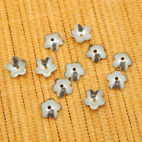 100pcs/lot Stainless Steel Beads Caps 6mm DIY Jewelry Beading Receptacle Charms Craft Flower Tassel End Caps For Earring Making