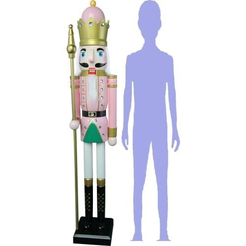 CDL 4feet/120cm/4ft/4foot Life sized large/Giant Pink Christmas Wooden Nutcracker King & Soldier Ornament Doll K16