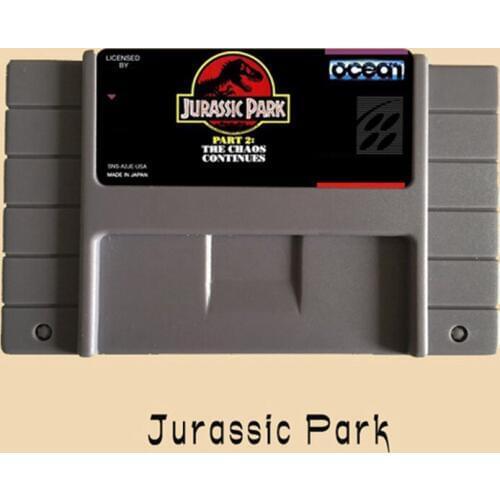 Jurassic Park Part 2-The Chaos Continues 46 Pin 16 Bit Grey Game Card For USA NTSC Game Player