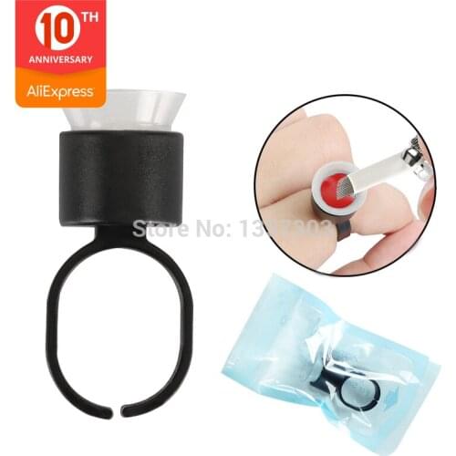 Black Microblading Pigment Glue Ink Rings Sponge Cups Disposable Permanent Makeup Tattoo Medium Holder Individually Package