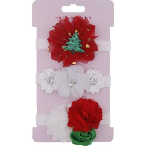 Nishine 3pcs/lot Kids Chiffon Shabby Chic Flower Elastic Baby Girls Headband Sets Party Christmas Halloween Decoration Headwear