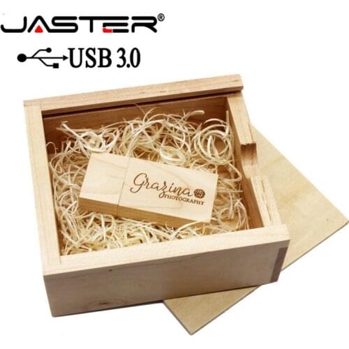 JASTER Walnut maple wood Photo Album usb+Box usb flash drive Pendrive 4GB 16GB 32GB 64GB Wedding gift box (size 105mm*95mm*40mm)
