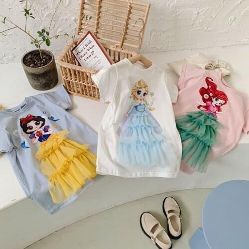 Baby Toddlers Cotton Elsa Dresses Kids Girl Purpel Disney Princess Dress Long Shirt Snow White Dresses Infant Clothing