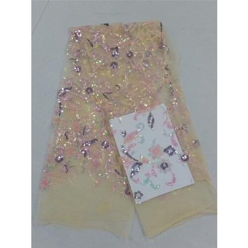 Classic Sequins Lace Fabric 2021 High Quality French Lace Fabirc 5yards Nigerian Party Dress fabric NI4971-1